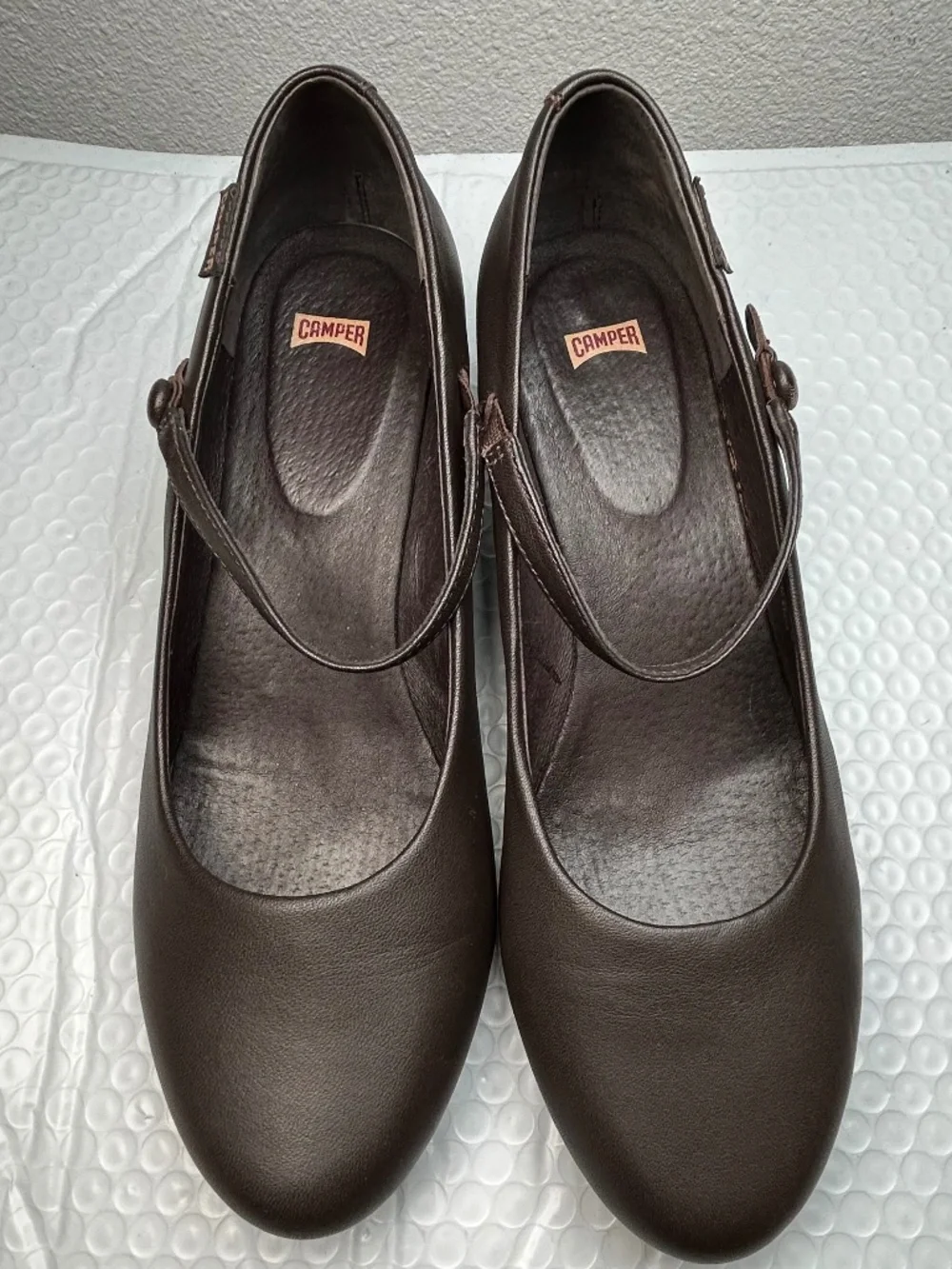 Share Camper Helena Mary Jane Pump Women's EU 38 US 7.5 Dark Brown Round Toe Hee